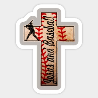 Jesus and Baseball Christian Faith Cross Sticker